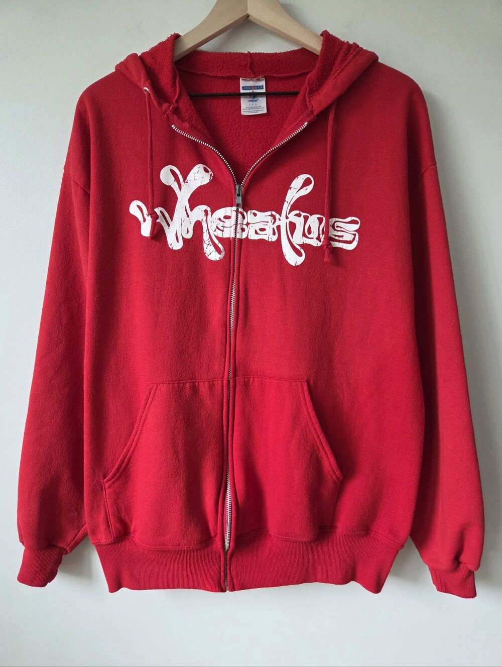 Vintage Y2K Wheatus Band Red Jerzees Full Zip Fleece Hoodie Mens Size Large
